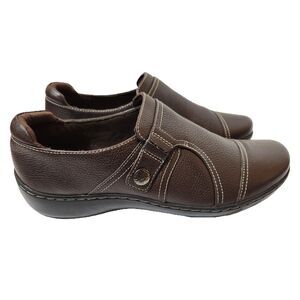 Clarks Cora Poppy Women’s Loafers – Size 9.5 Dark Brown Slip-On Shoes
